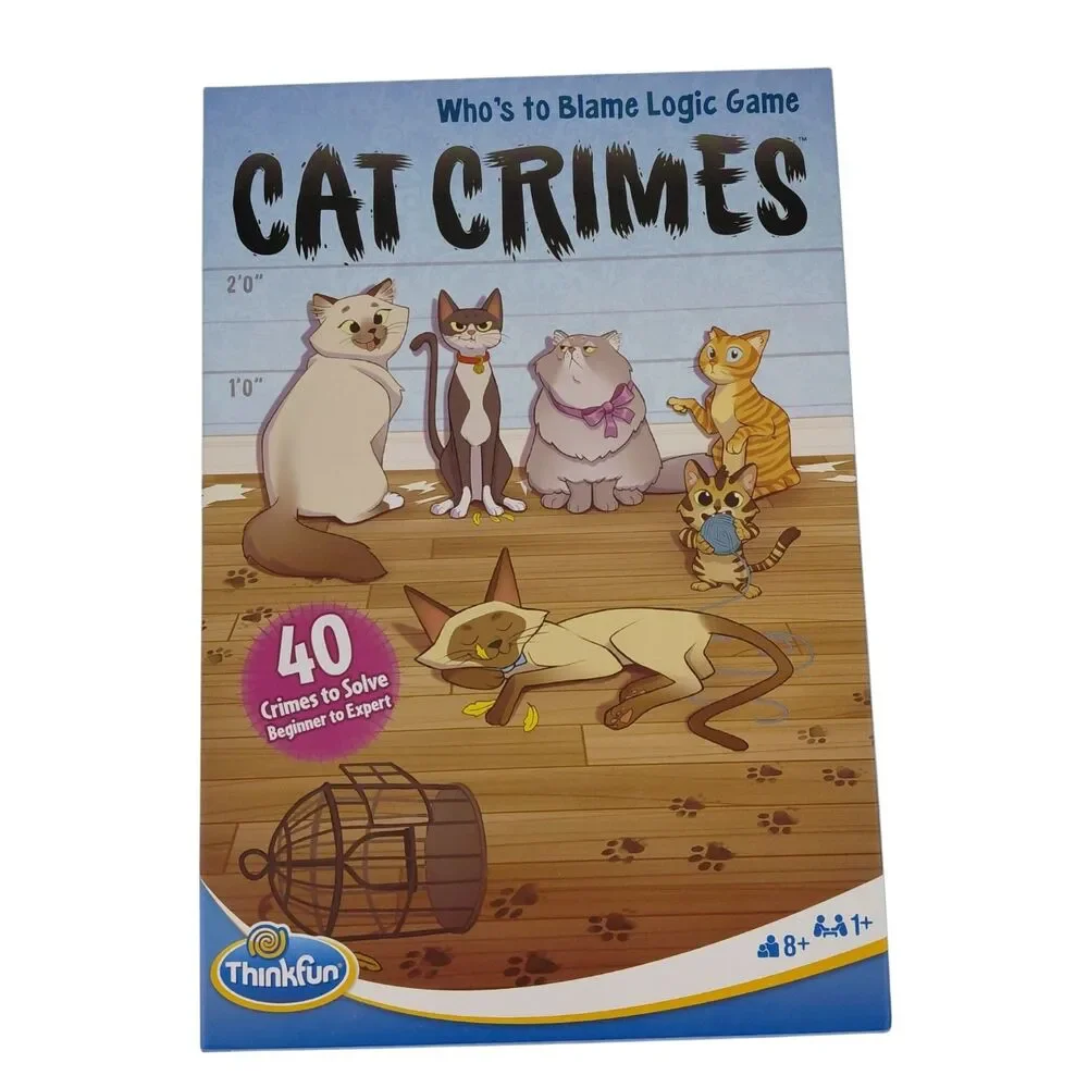 Cat Crimes Logic Game ThinkFun Ages 8+ Single Player Beginner- Expert EUC
